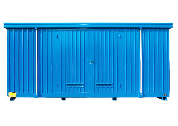 Modul container di sicurezza per 21 fusti da 200 L su 1 livello con porte battenti