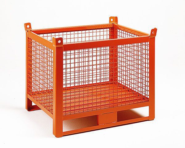 SR038 Contenitore in rete metallica sovrapponibile con slitte lato lungo Porta 1000 Kg