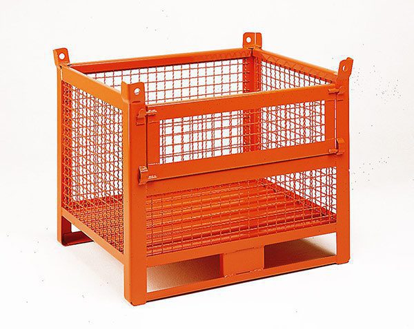 SR039 Contenitore in rete metallica con slitte lato lungo e porta apribile lato lungo portata
