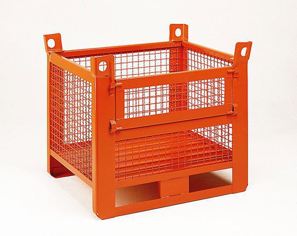 SR045_2 Contenitore in rete metallica con slitte e porta apribile lato lungo - Portata 1500 Kg
