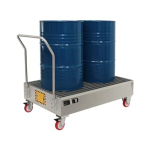 Carrello Porta Fusti Wiltec Con Vasca - Capacità 400 Kg, Ruote Girevoli, Diametro Vasca 60 Cm, Per Trasporto Olio E Liquidi