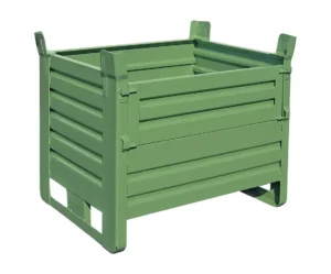 Conteneur en tôle avec porte latérale longue et glissières latérales courtes SL198