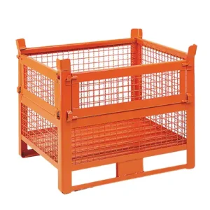 Mesh container with double door and long side slide