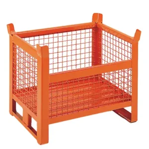 Mesh container with 3/4 lowered wall